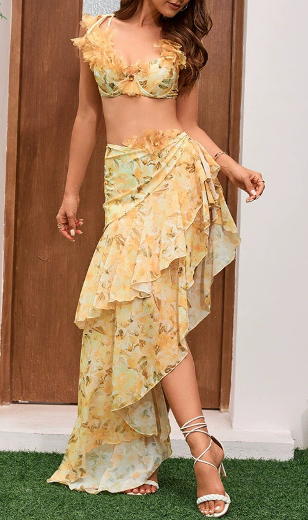 Kristen Floral Bikini Three-Piece Swimsuit
