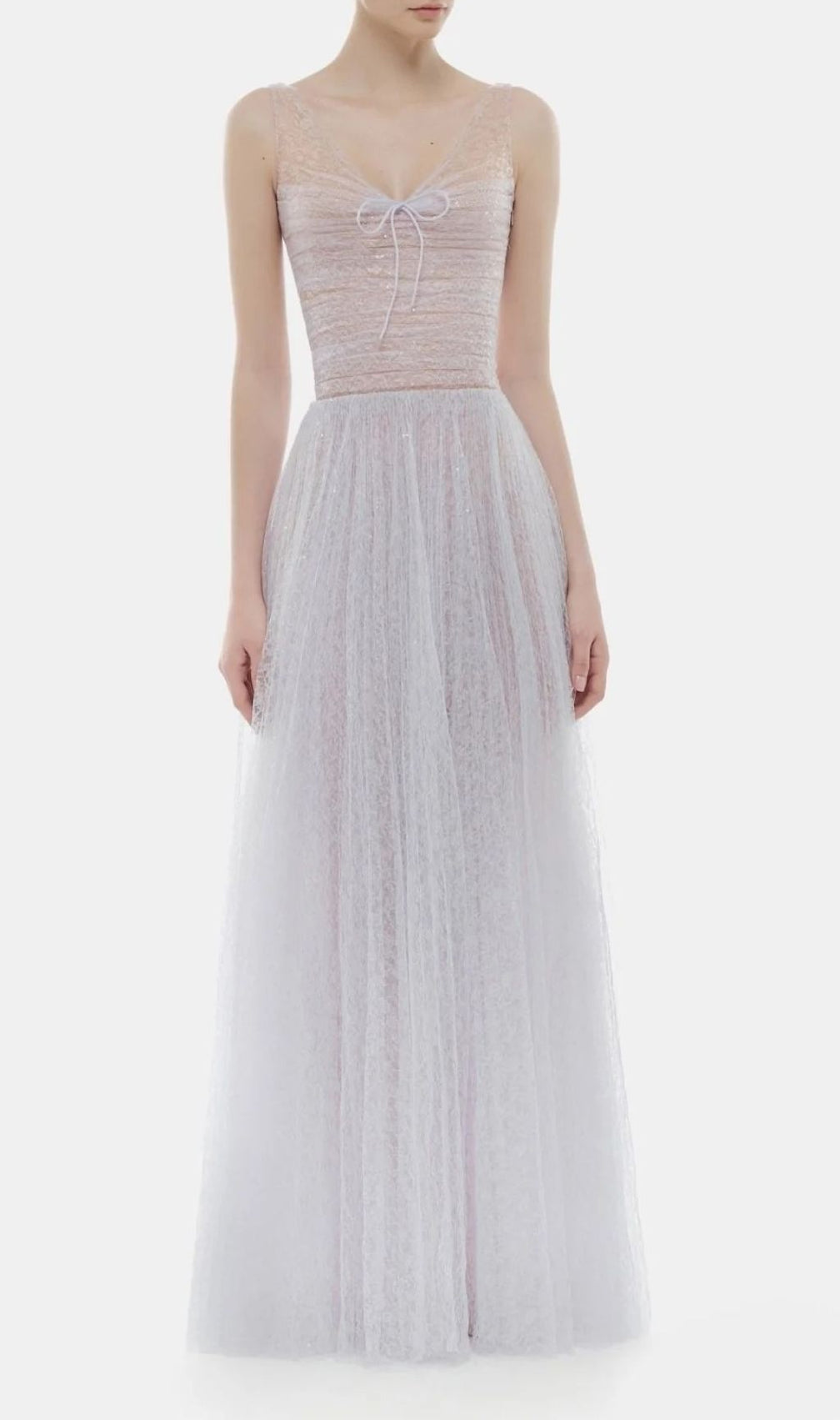 Josie Ethereal Lavender Sparkle Maxi Gown - V-Neck Tulle Dress
