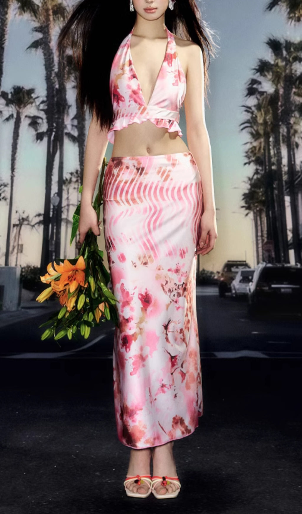 Decima Printed Three-Piece Swimsuit