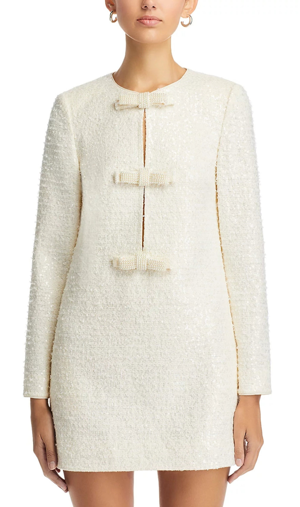 Boucle Bow Embellished Mini Dress
