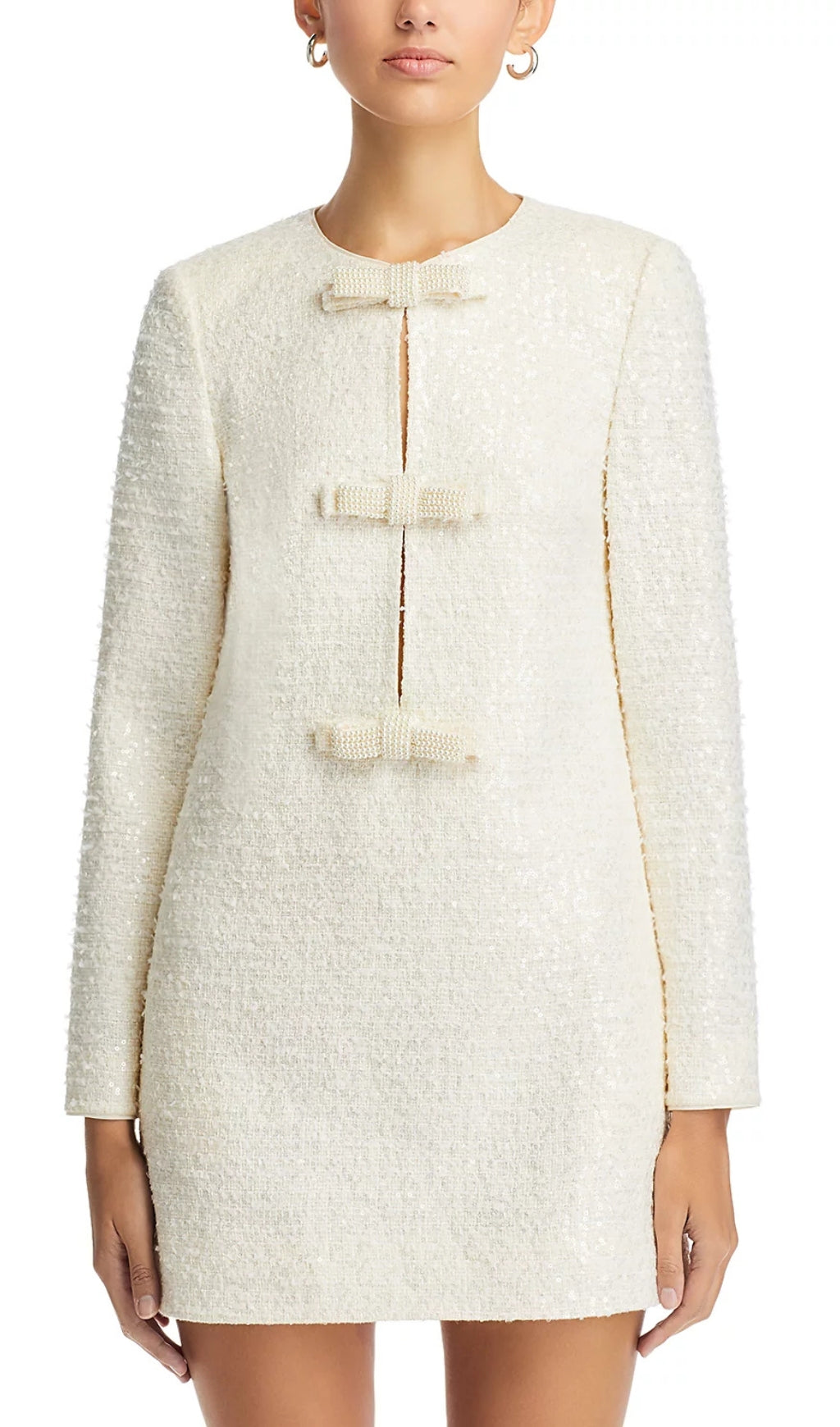 Boucle Bow Embellished Mini Dress