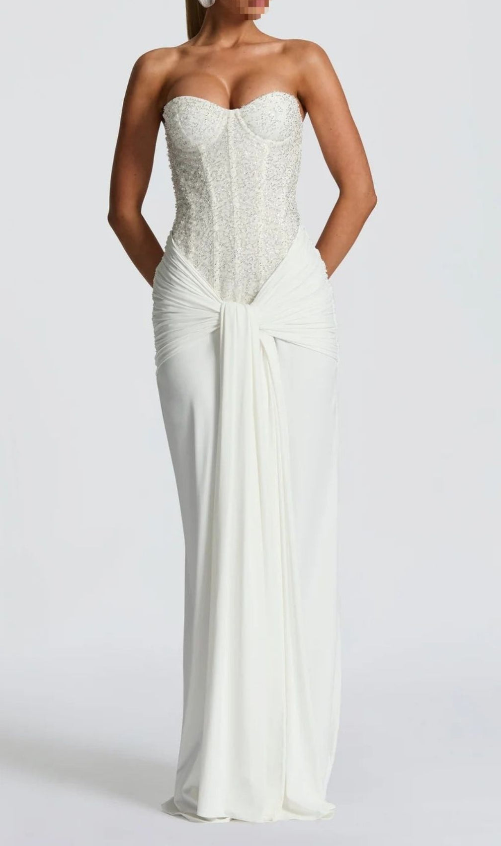 Kairi White Strapless Sequin Corset Maxi Gown | Dazzling Gala & Wedding Dress