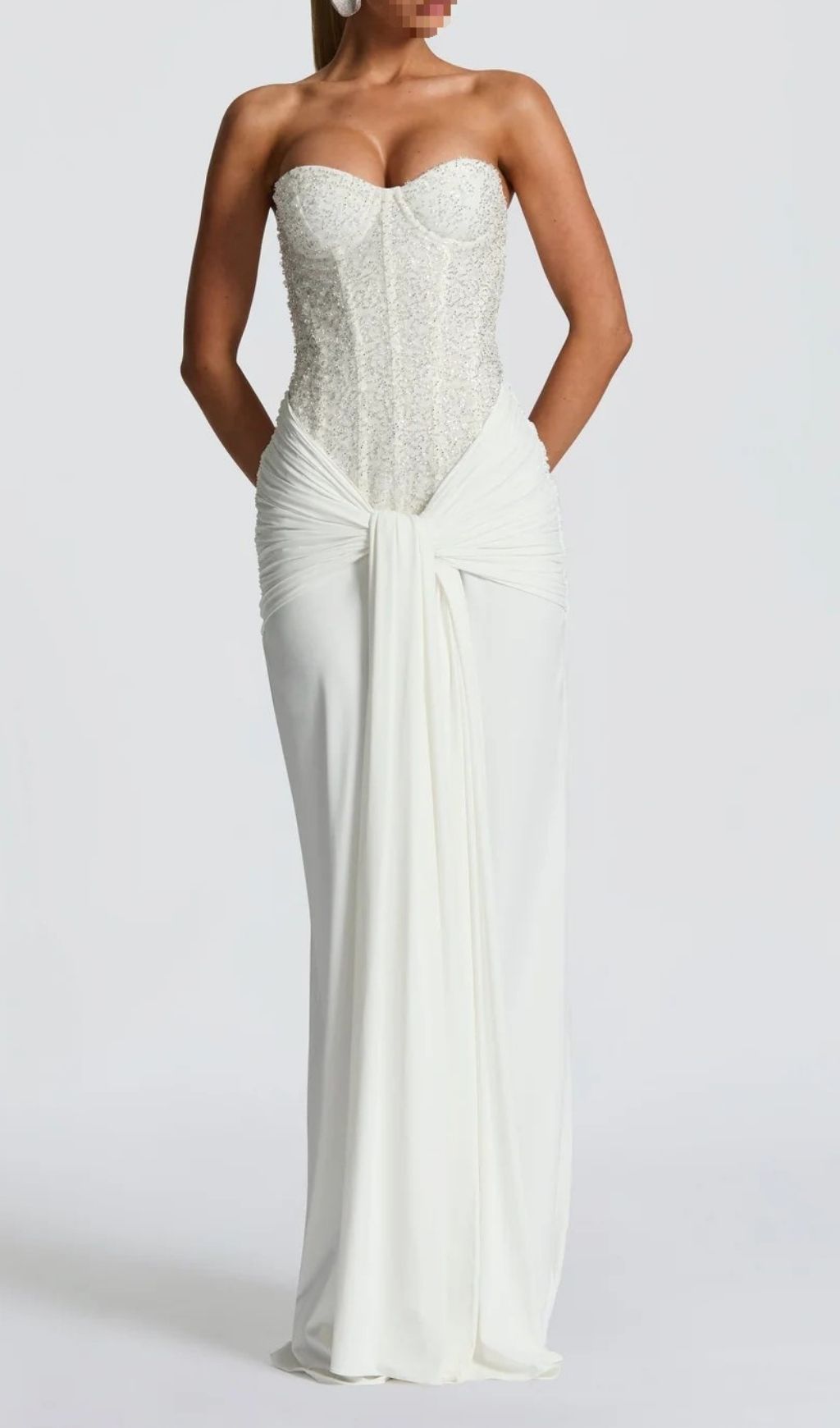Kairi White Strapless Sequin Corset Maxi Gown | Dazzling Gala & Wedding Dress