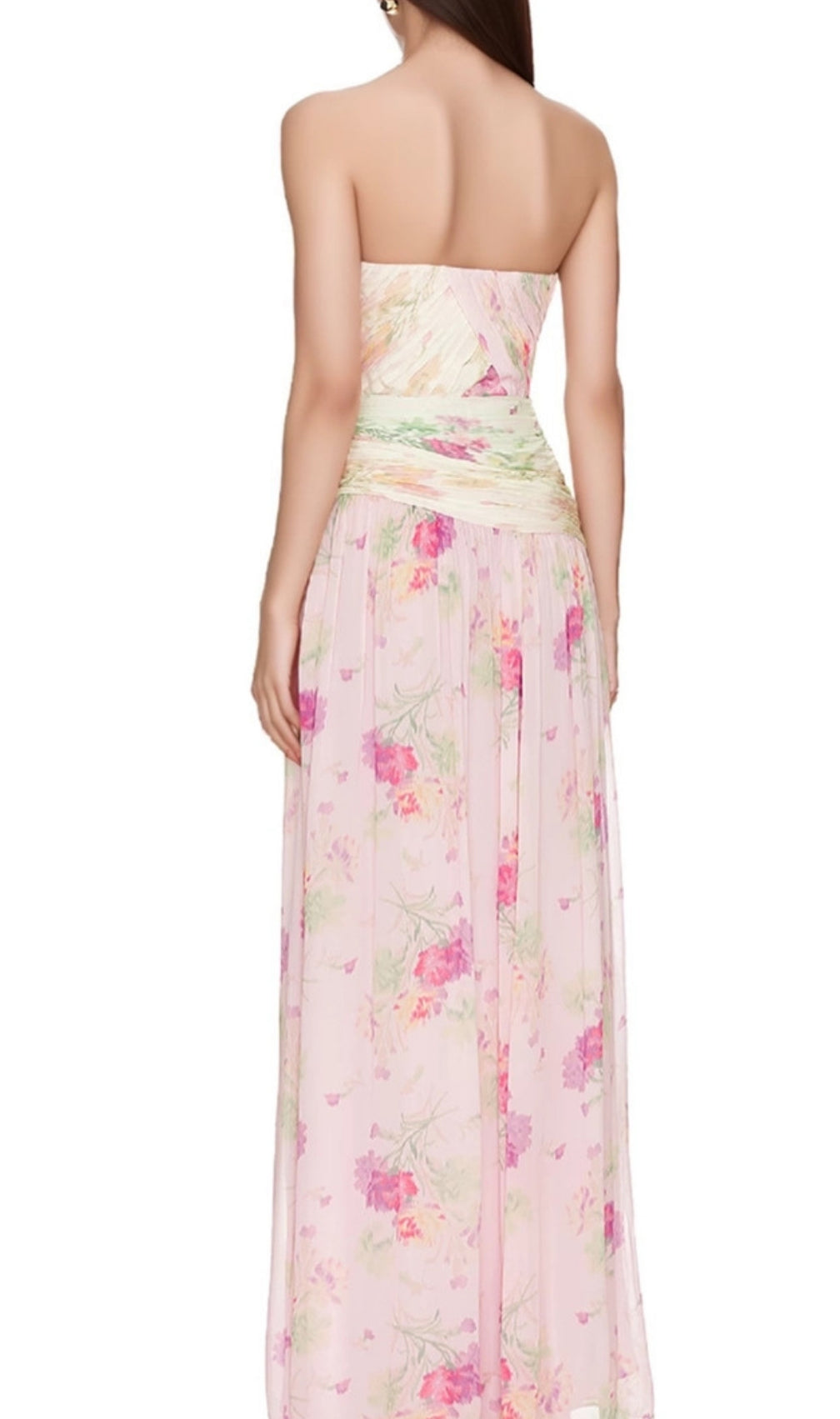 Erizelda Strapless Floral Printed Maxi Dress