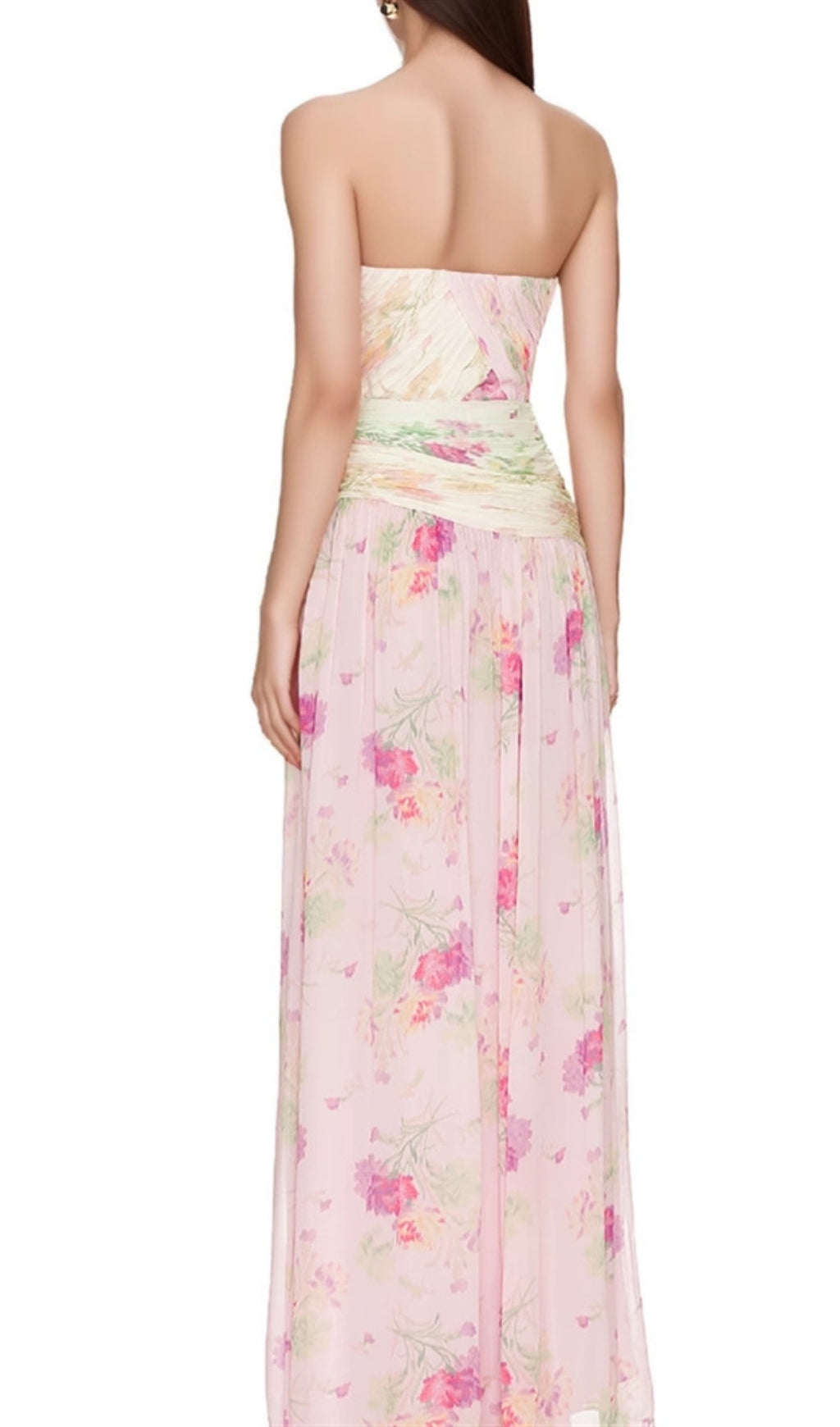 Erizelda Strapless Floral Printed Maxi Dress