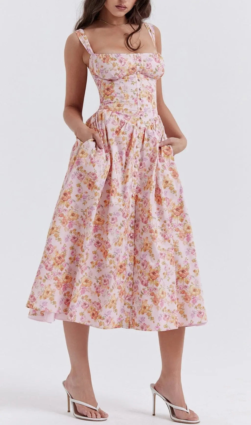 Pink Print Midi Sundress