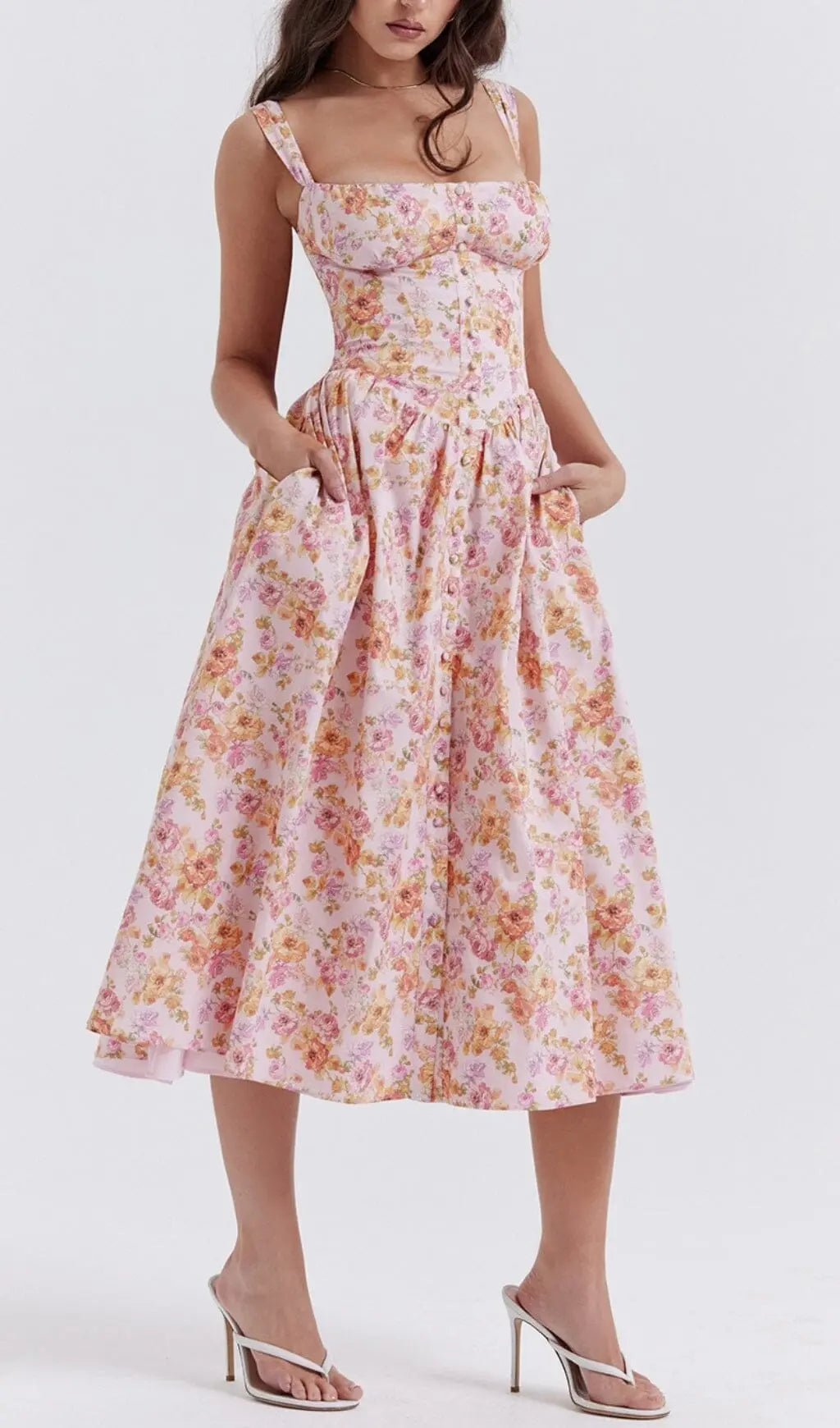 Pink Print Midi Sundress