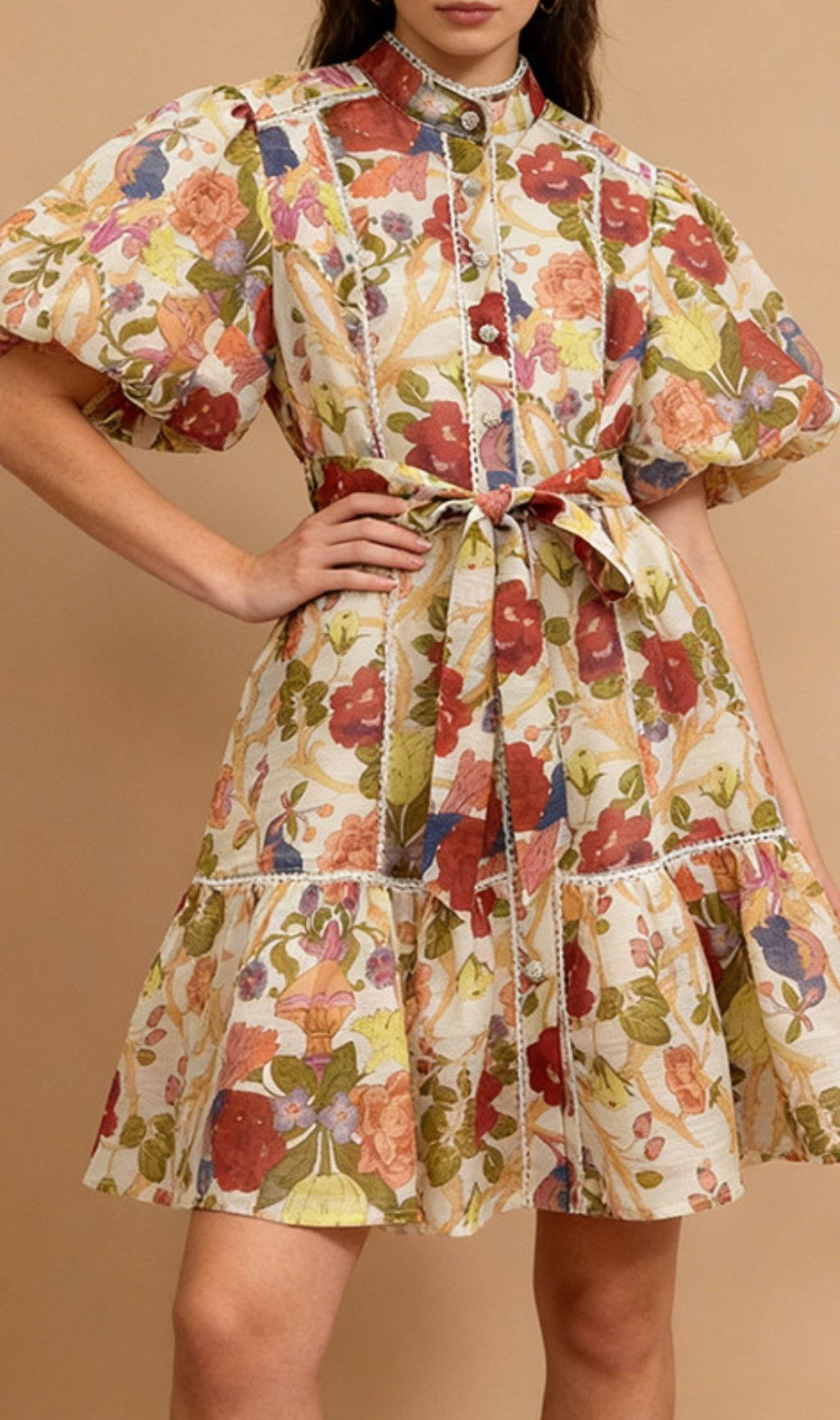 Kathia Puff Sleeve Floral Mini Dress