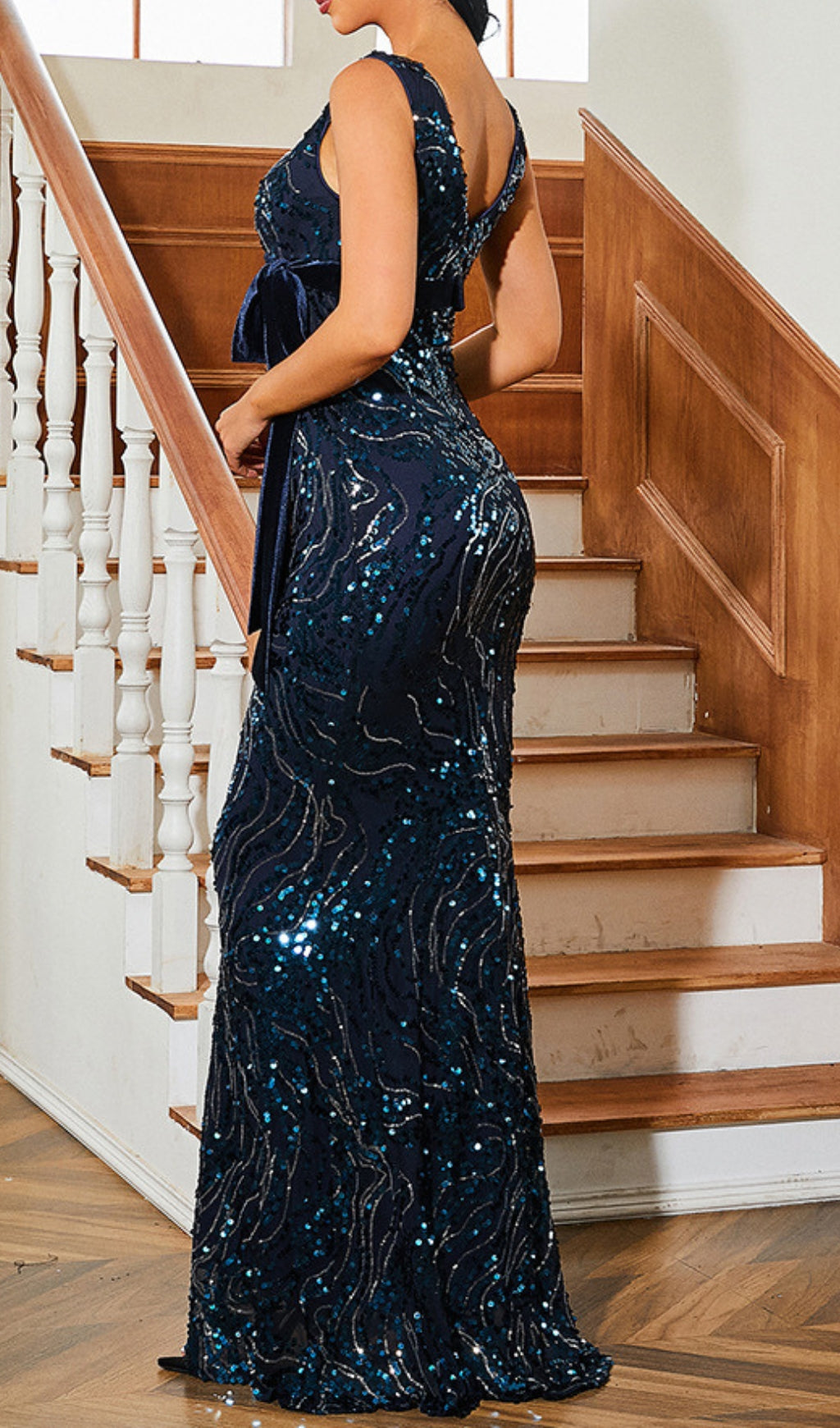 Coyote V-Neck Sequin Maxi Dress