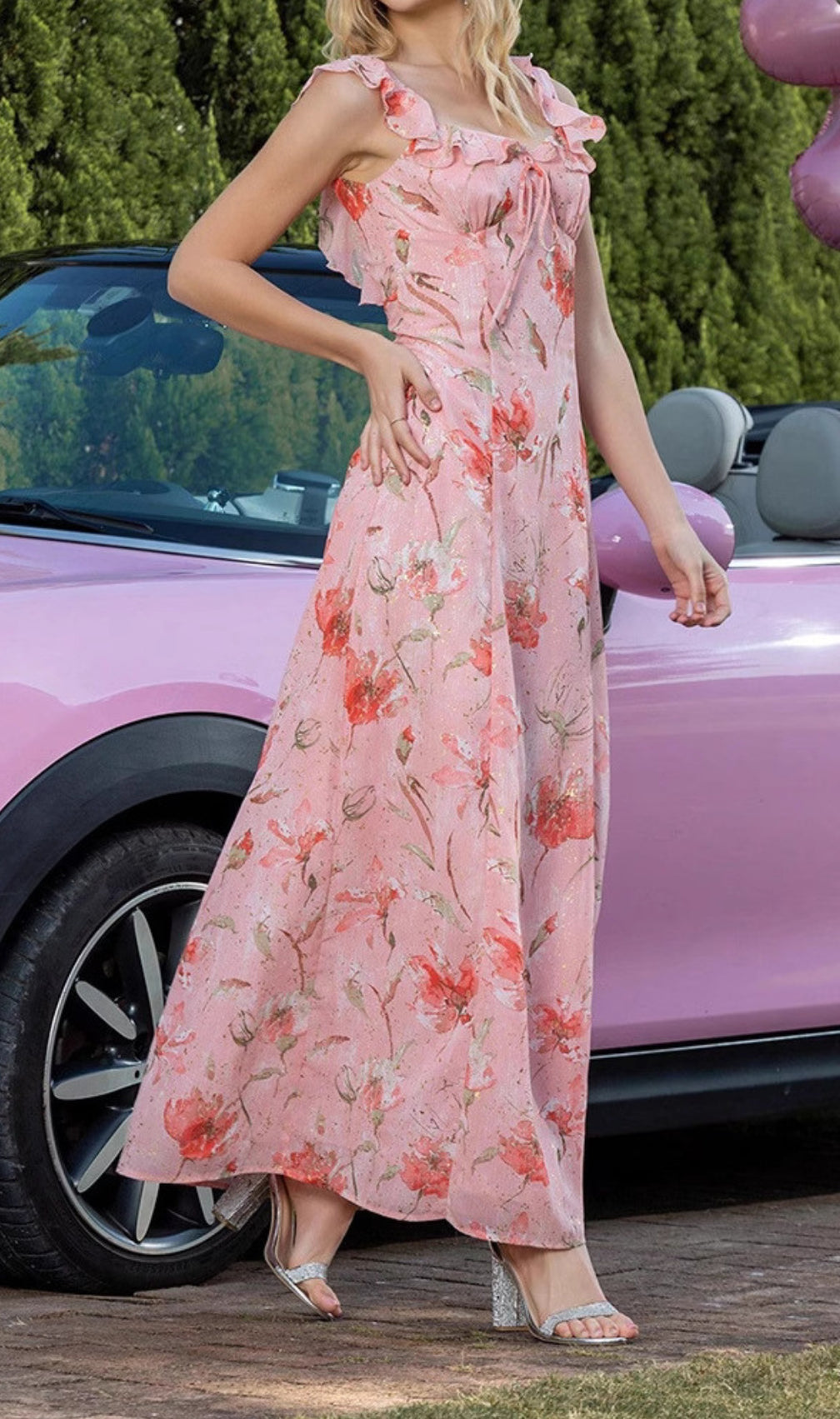 Delia Pink Floral Printed Maxi Dress
