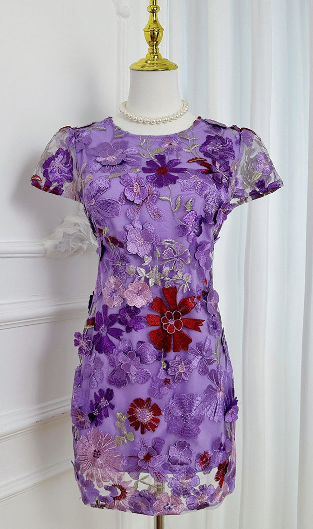 Fumiye Flower Embroidery Mini Dress