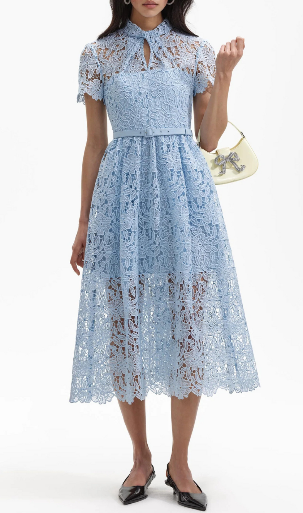 Ariah Blue Lace A Line Midi Dress