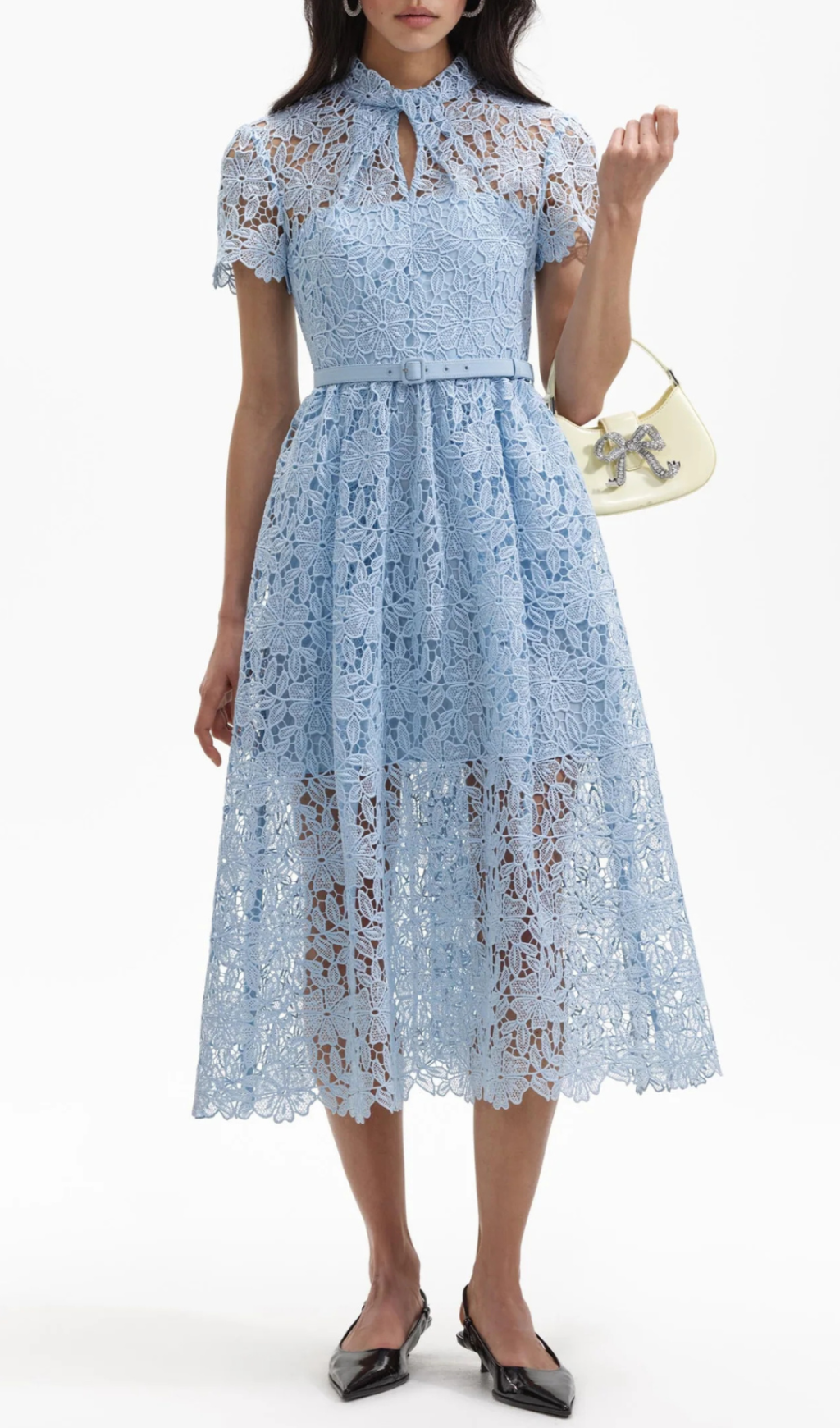 Ariah Blue Lace A Line Midi Dress