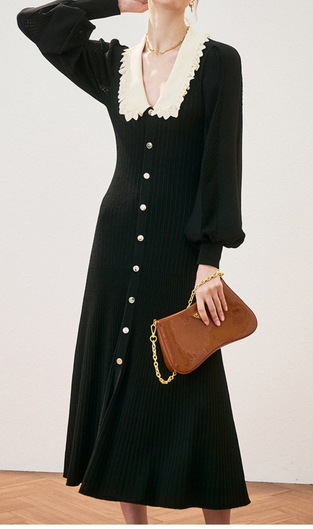 Adorján Flouncy Collars Midi Dress