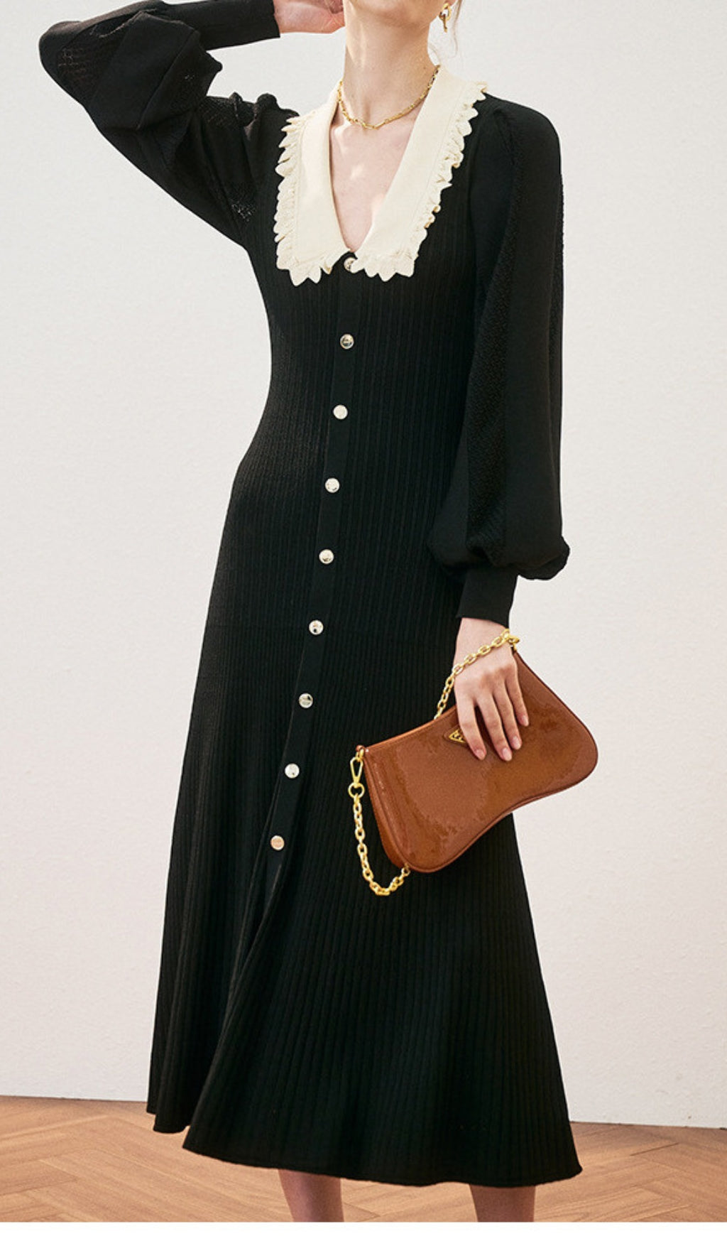 Adorján Flouncy Collars Midi Dress