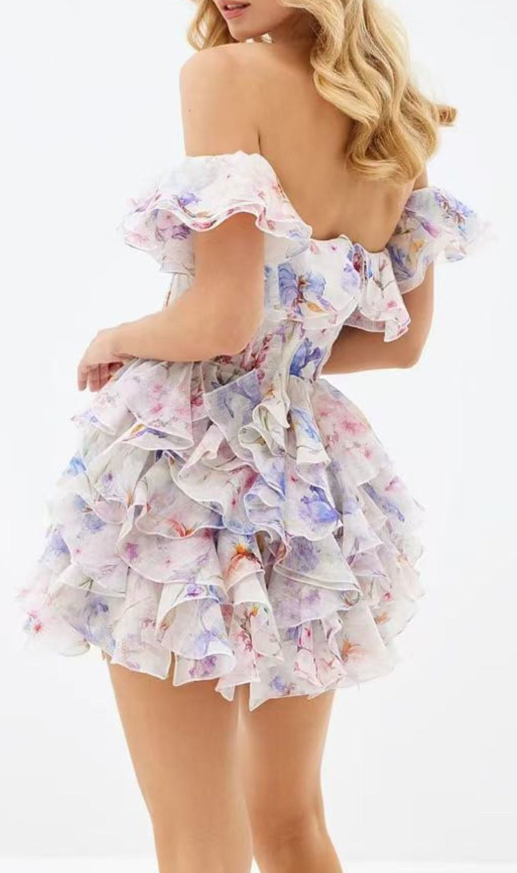 Gleb Printed Off-Shoulder Corset Mini Dress