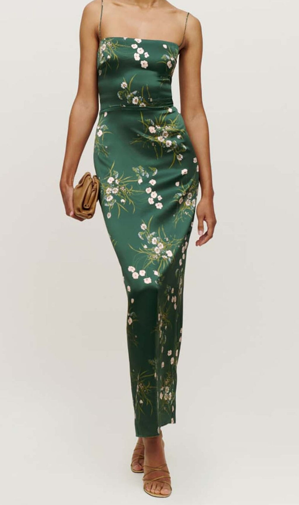 Spaghetti Strap Sleeveless Maxi Dress In Green