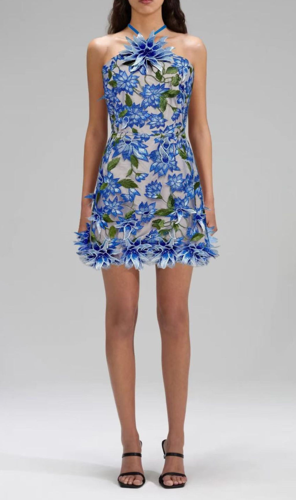 Faunia Halter Flower Mini Dress