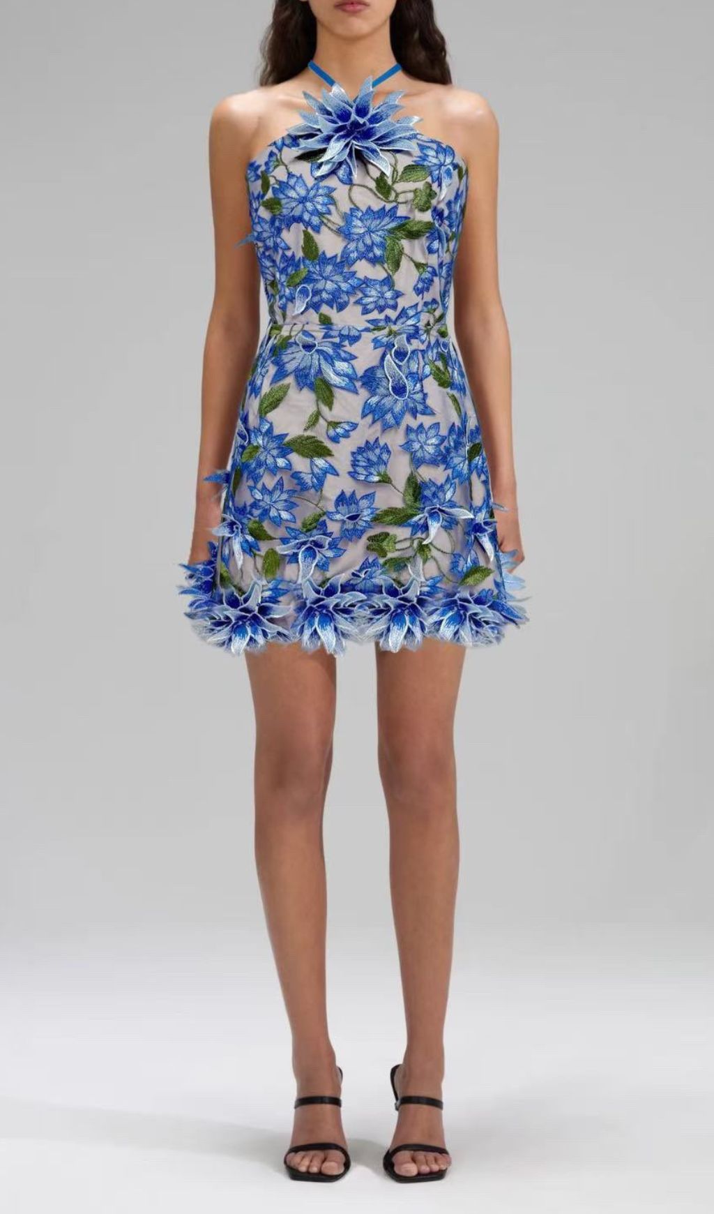 Faunia Halter Flower Mini Dress