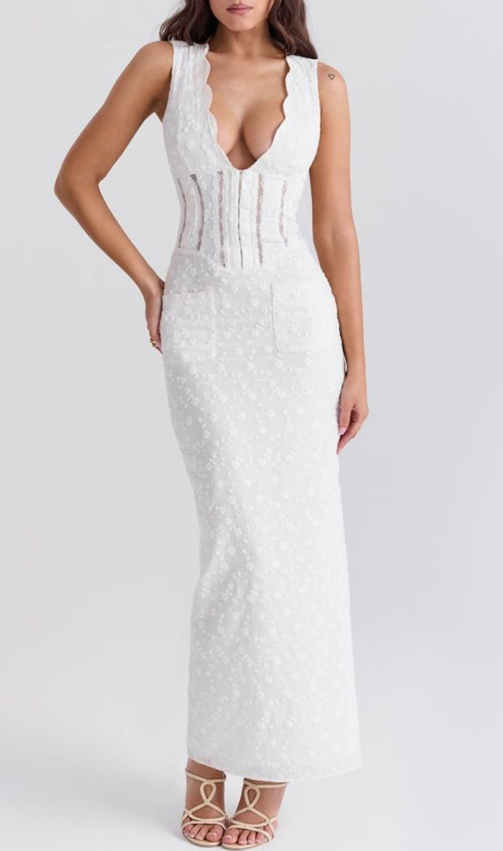 Avari White Lace Maxi Dress