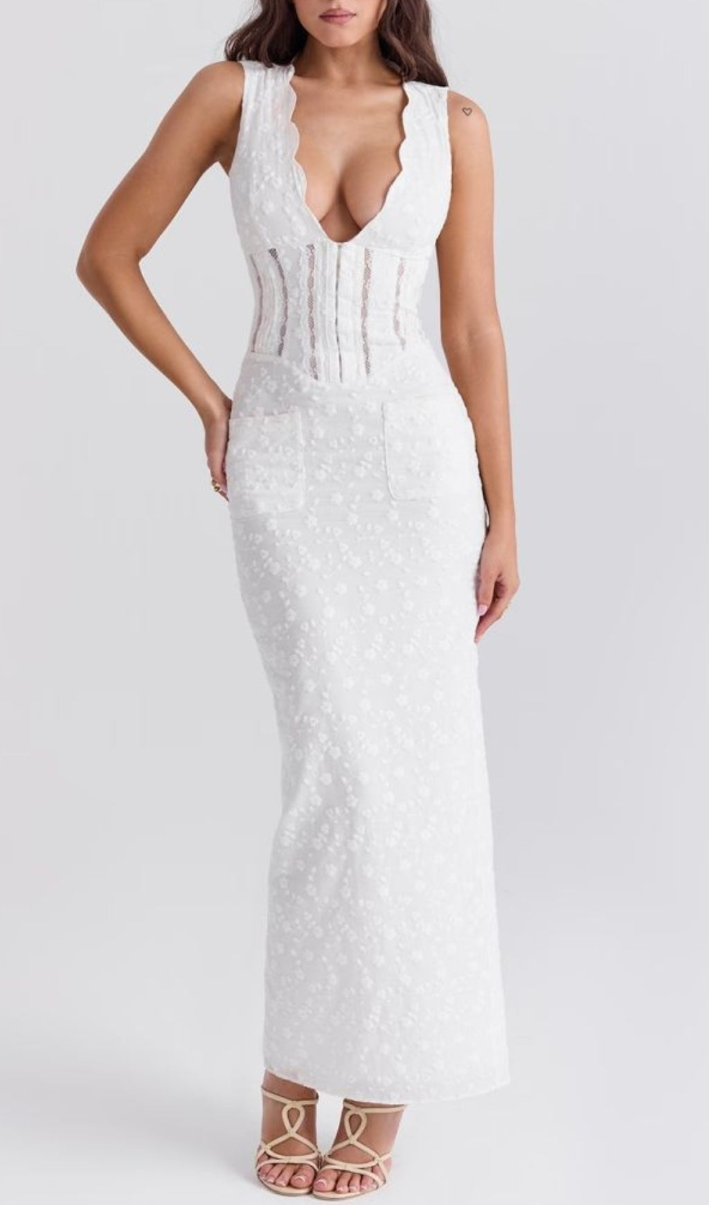 Avari White Lace Maxi Dress