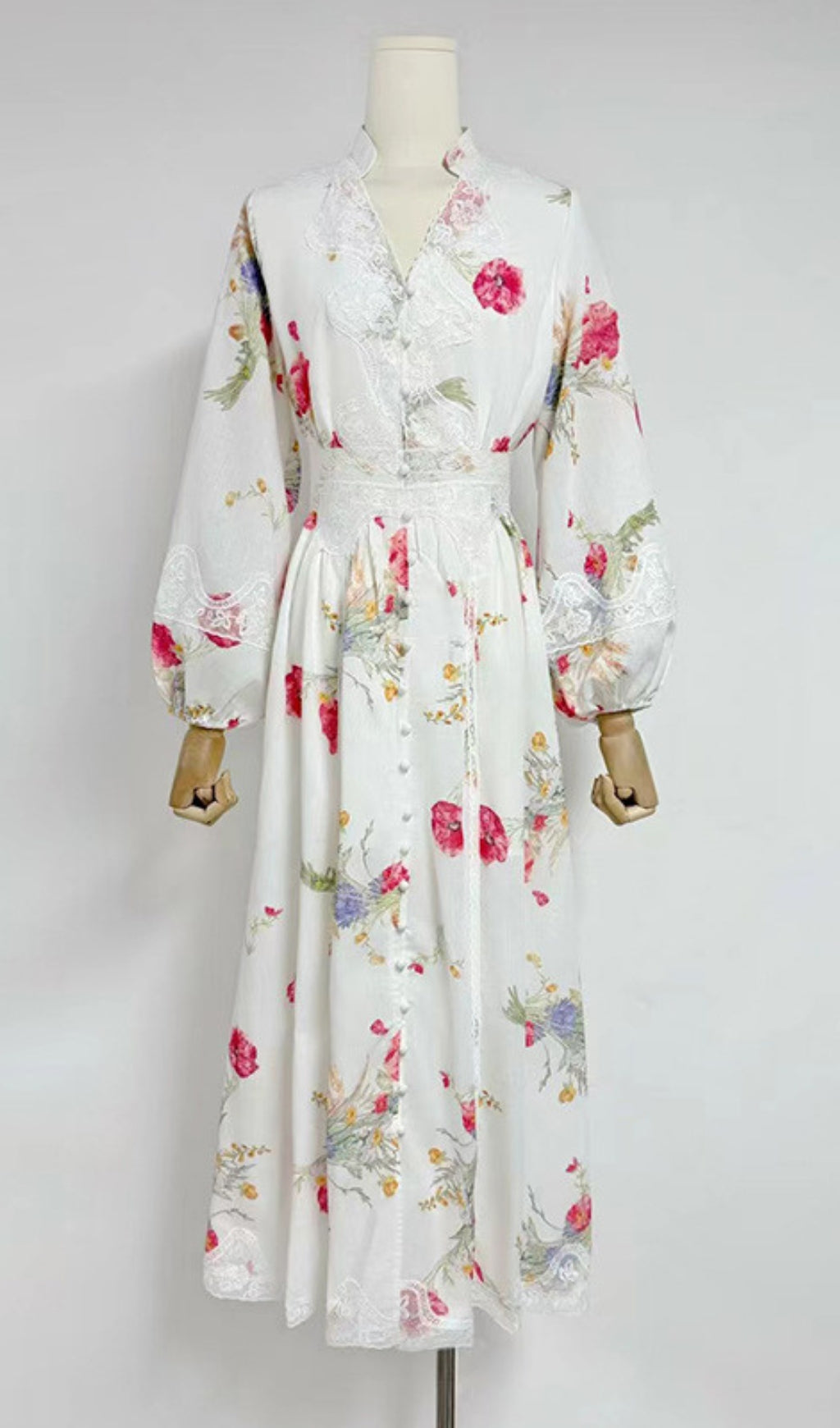 Edyta Floral Printed Long Sleeve Midi Dress