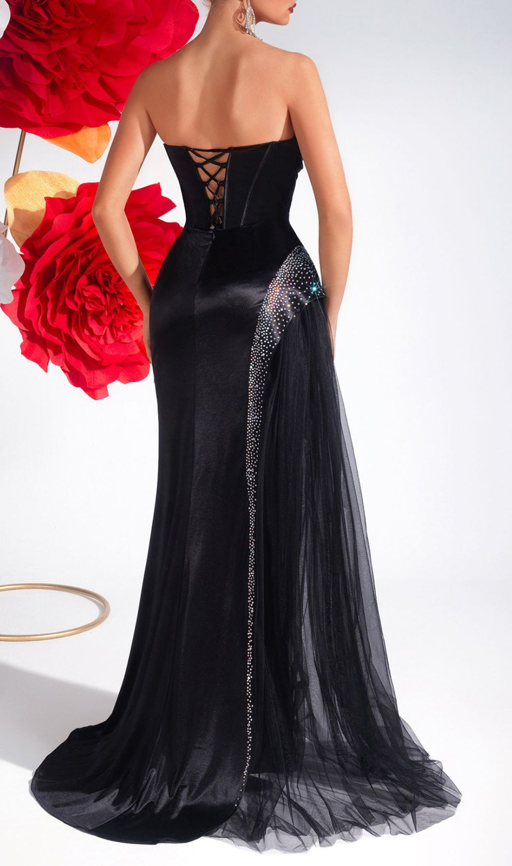 Kaiha Black Strapless Corset Maxi Dress - Elegant Evening Gown