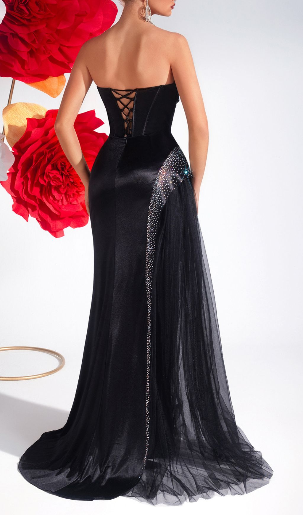 Kaiha Black Strapless Corset Maxi Dress - Elegant Evening Gown