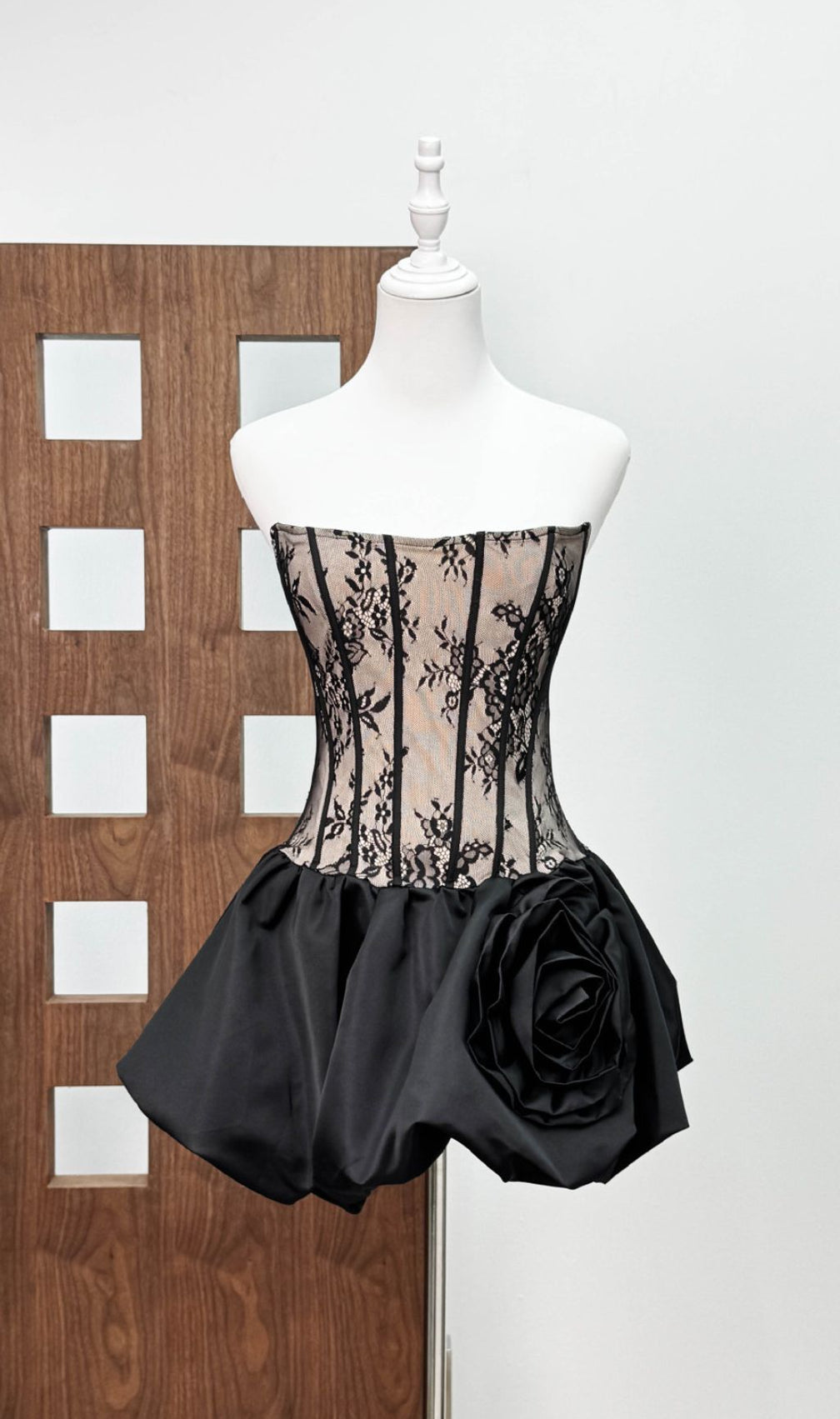 Irene Black Strapless Corset Mini Dress: Sculpted Drama & Chic Allure