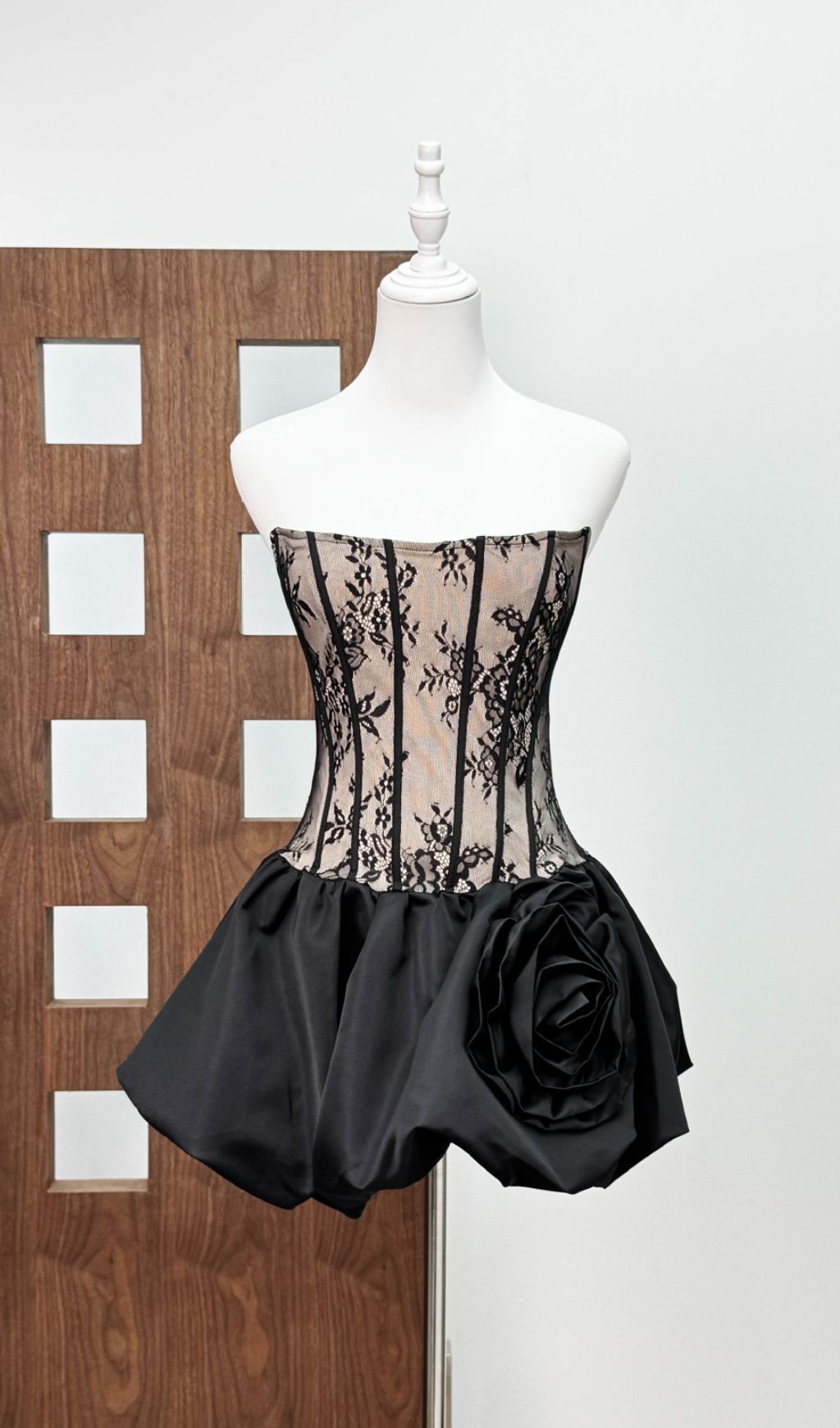 Irene Black Strapless Corset Mini Dress: Sculpted Drama & Chic Allure
