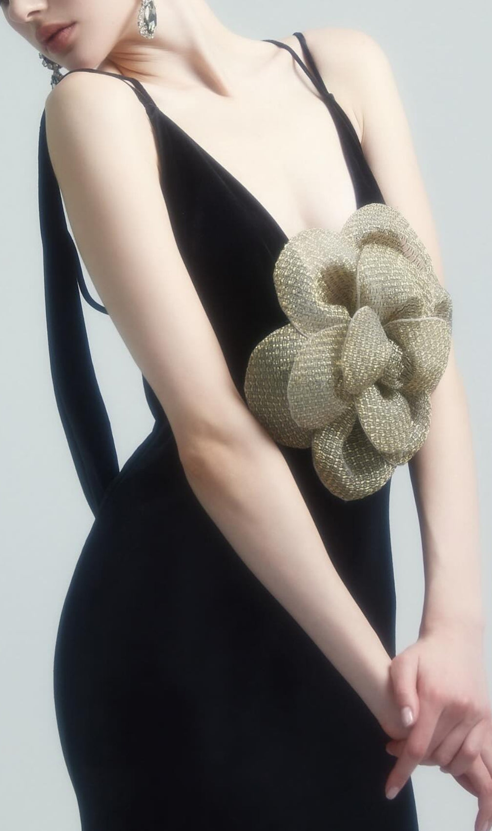 Bena Black Flower Maxi Backless Dress