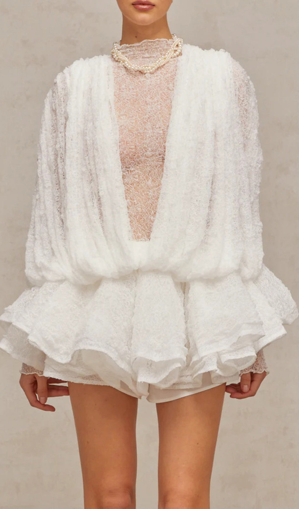 Ebony White Lace Long Sleeve Maxi Dress