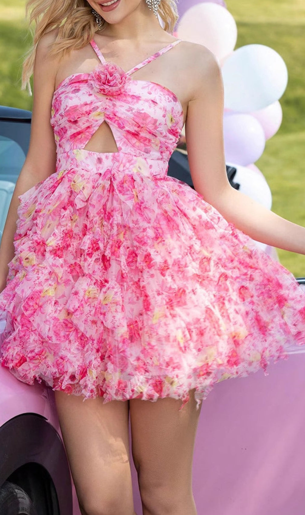 Deirdre Halter Floral Printed Mini Dress