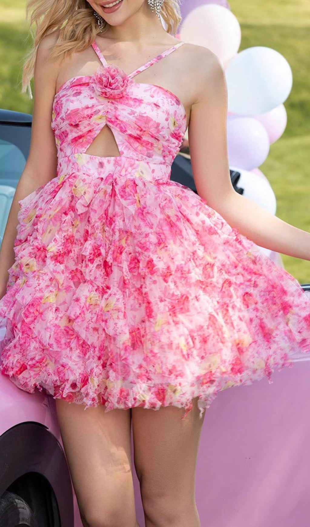 Deirdre Halter Floral Printed Mini Dress