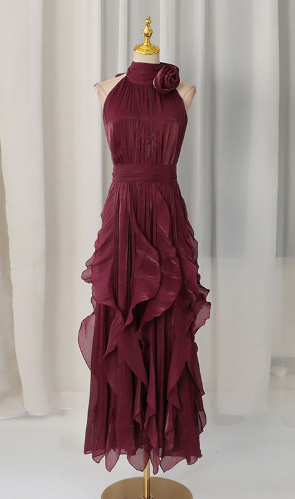 Kourtney Flower Ruffle Maxi Dress
