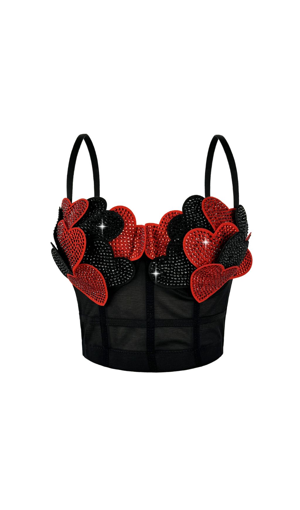 Java Dazzling Diamante Heart Crop Top | Sparkle & Shine Statement Piece