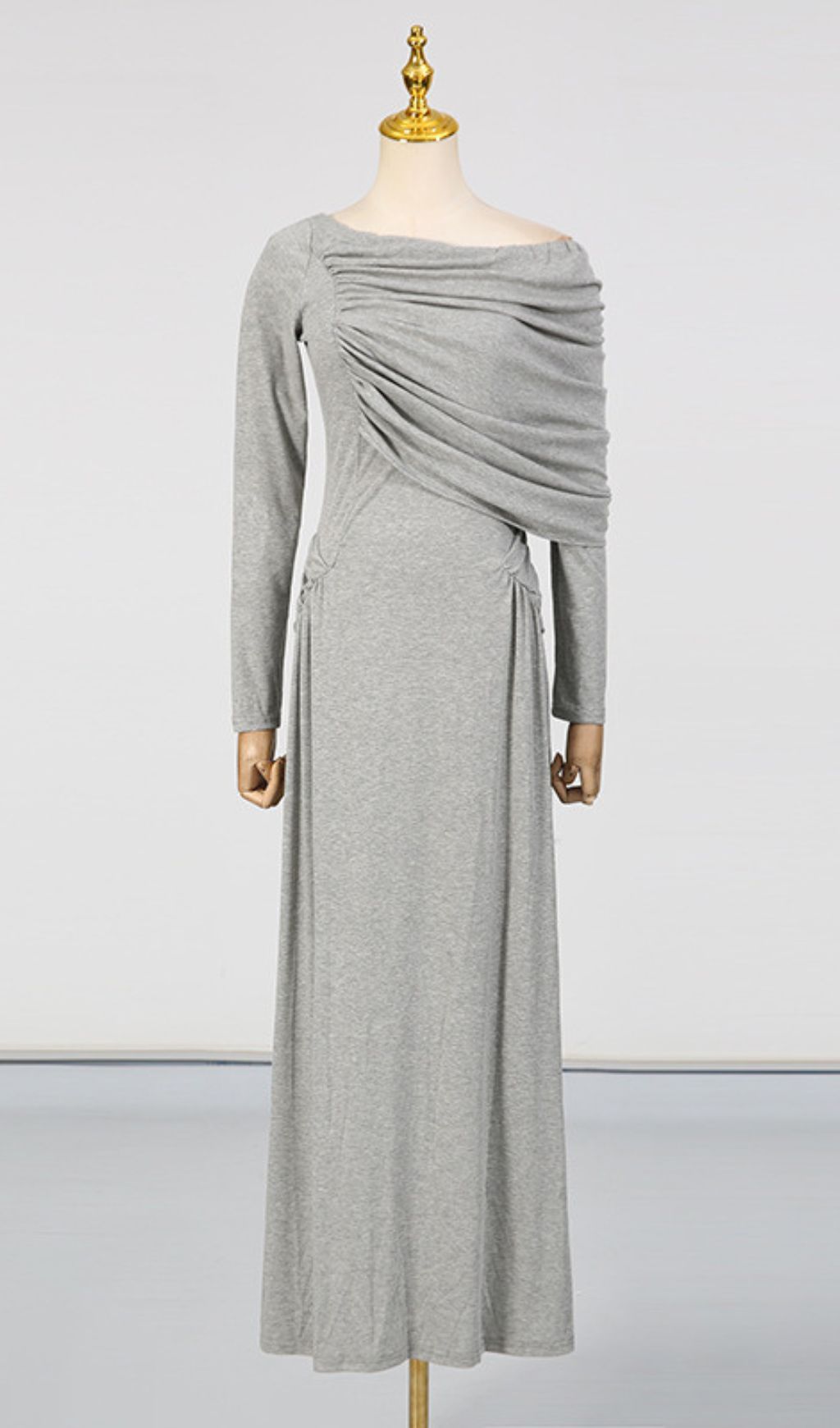 Gaia Ruched Long Sleeve Maxi Dress