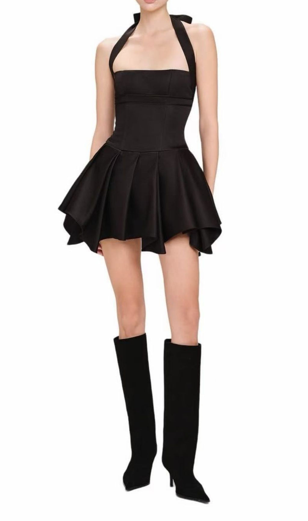 Katsu Black Halter Mini Dress: Chic & Flirty Statement Style