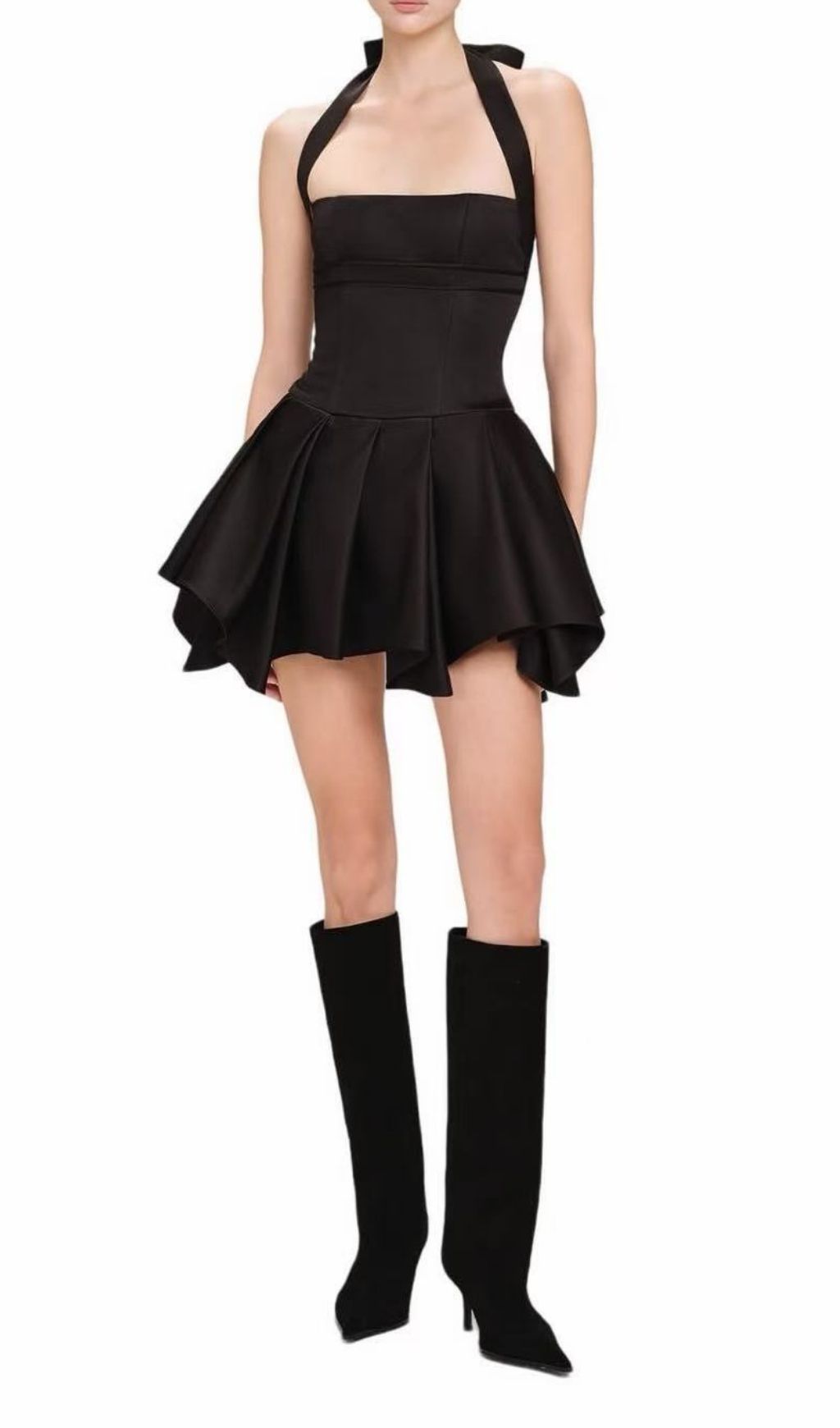 Katsu Black Halter Mini Dress: Chic & Flirty Statement Style