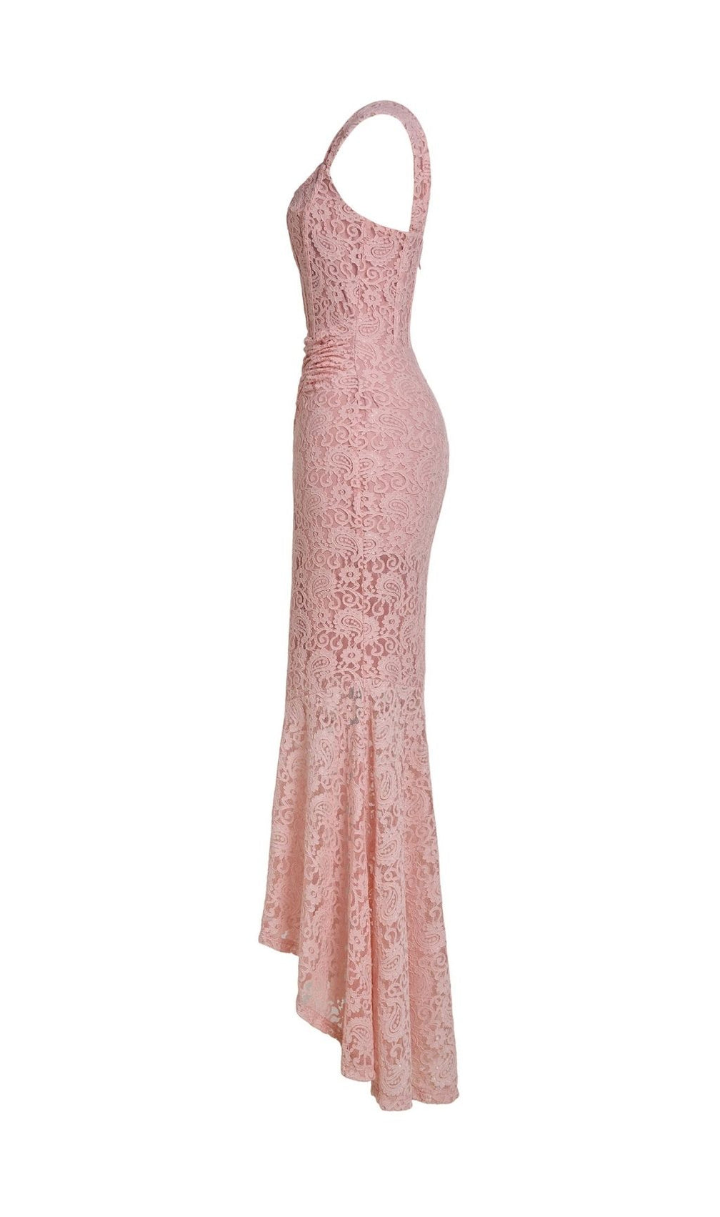 Vivien Lace Gathering Maxi Dress - Pink