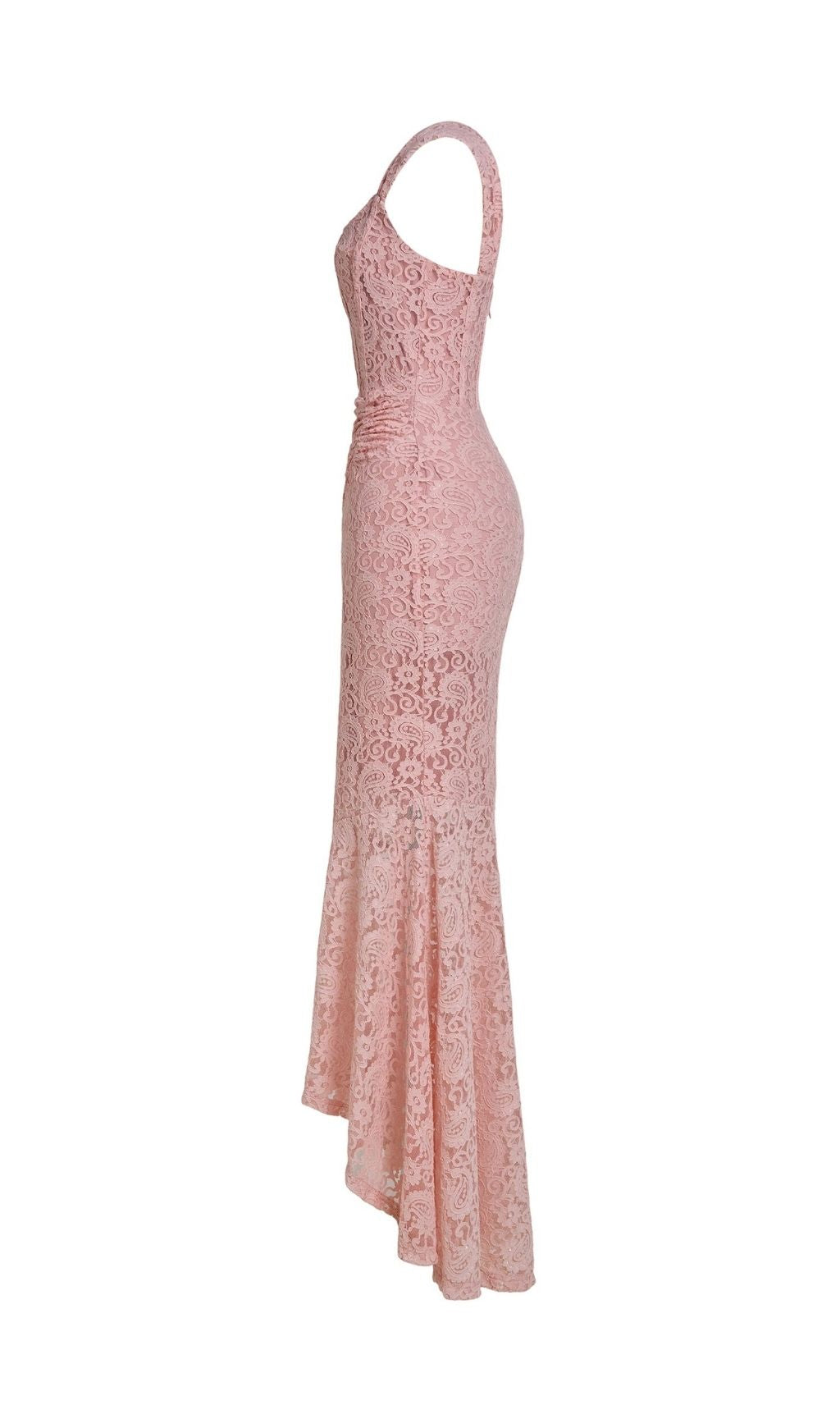 Vivien Lace Gathering Maxi Dress - Pink