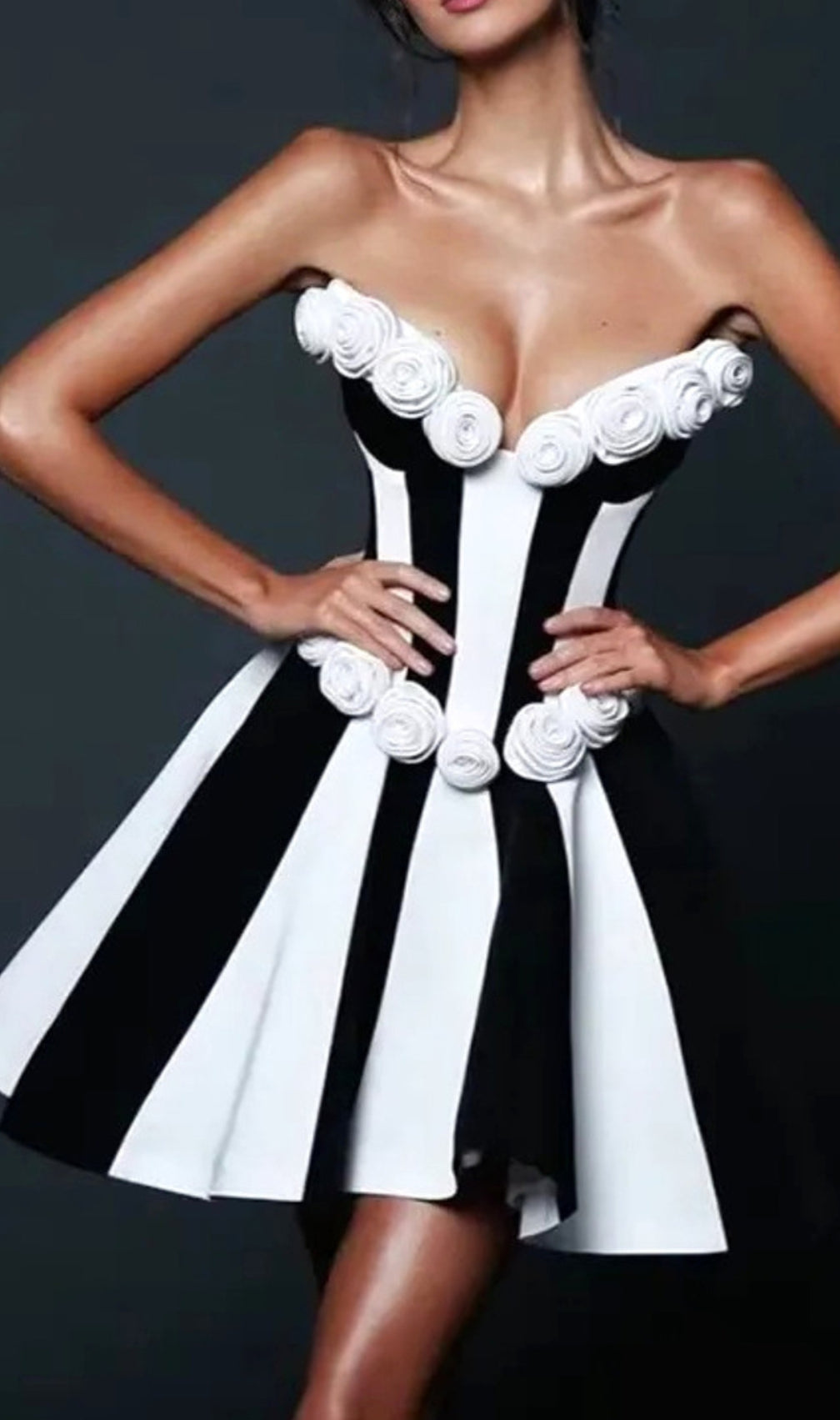 Clodia Strapless Flower A-Line Mini Bandage Dress