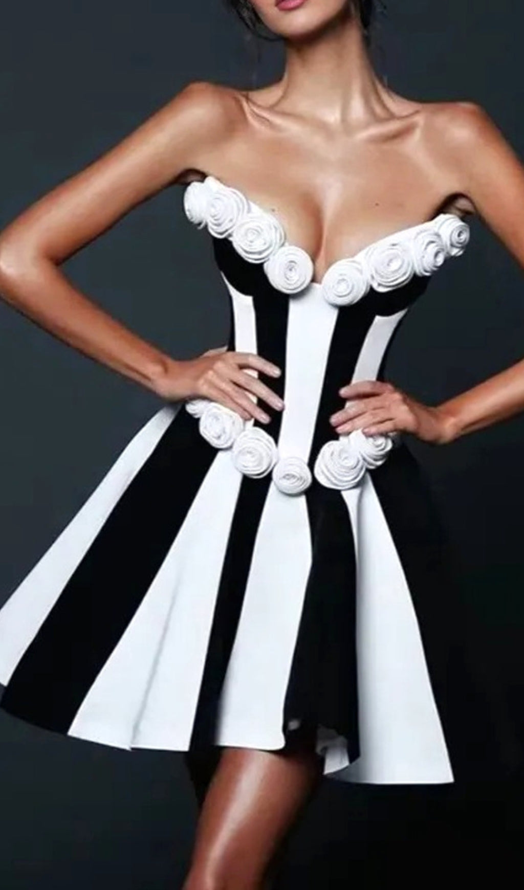 Clodia Strapless Flower A-Line Mini Bandage Dress