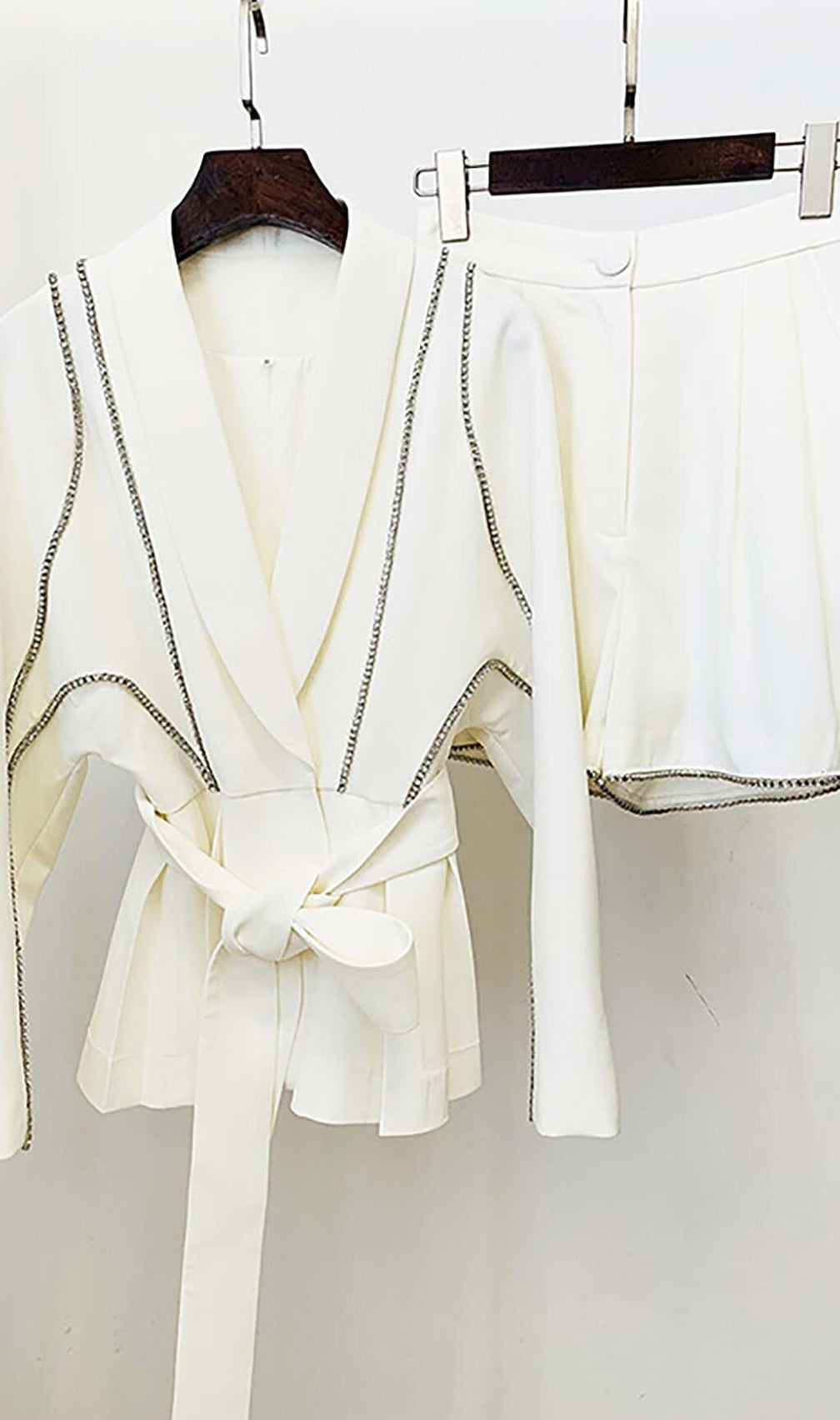 Wavy Strass Jacket Dress In White