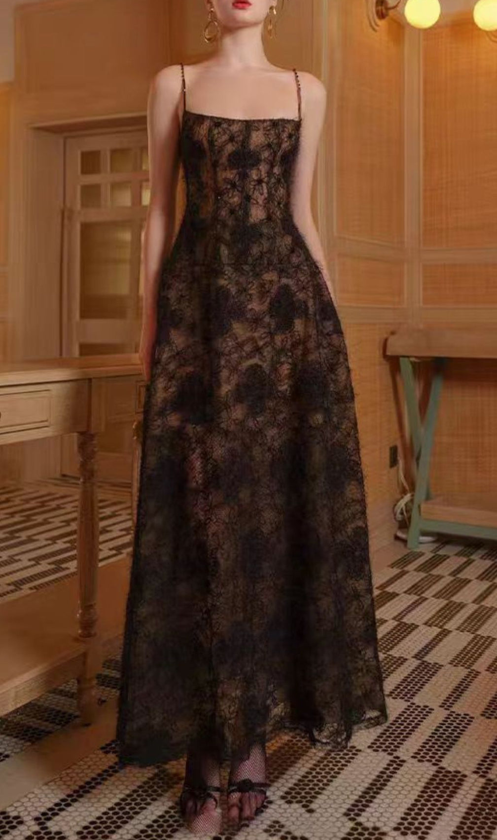 Jora Black Plush Floral Maxi Gown | Opulent Evening & Gala Dress for Women