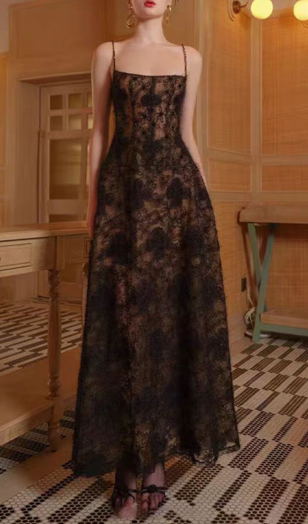 Jora Black Plush Floral Maxi Gown | Opulent Evening & Gala Dress for Women