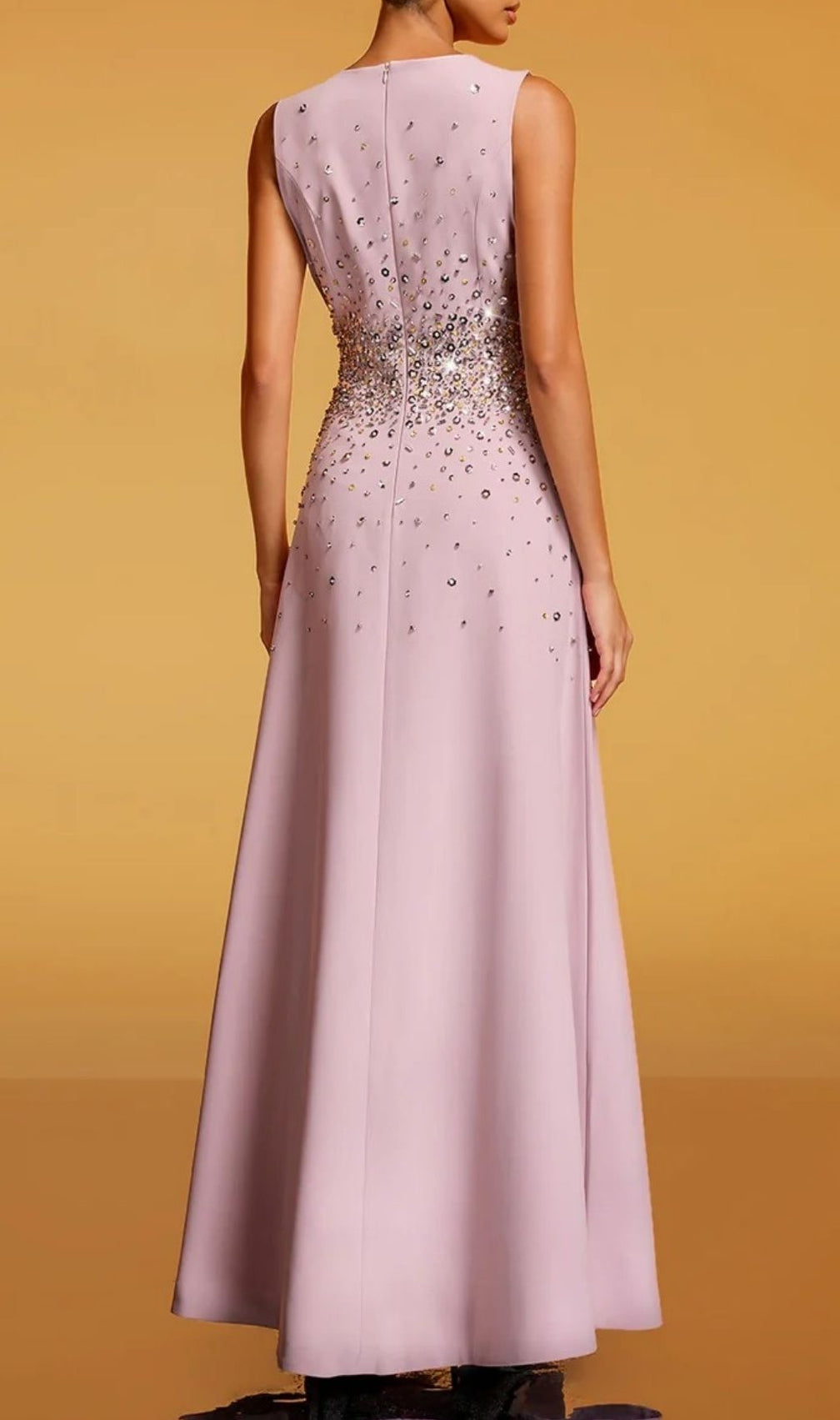 Felan Dazzling Rhinestone Sleeveless Maxi Dress - Elegant Evening Gown