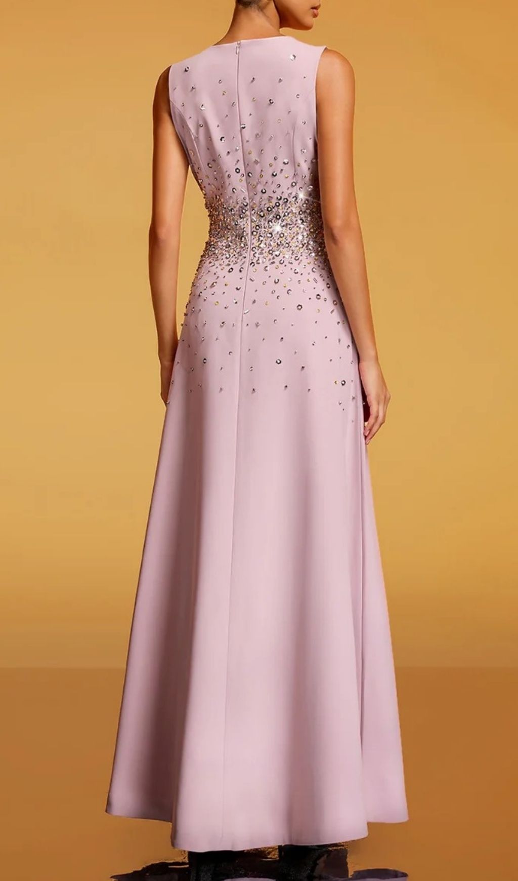 Felan Dazzling Rhinestone Sleeveless Maxi Dress - Elegant Evening Gown