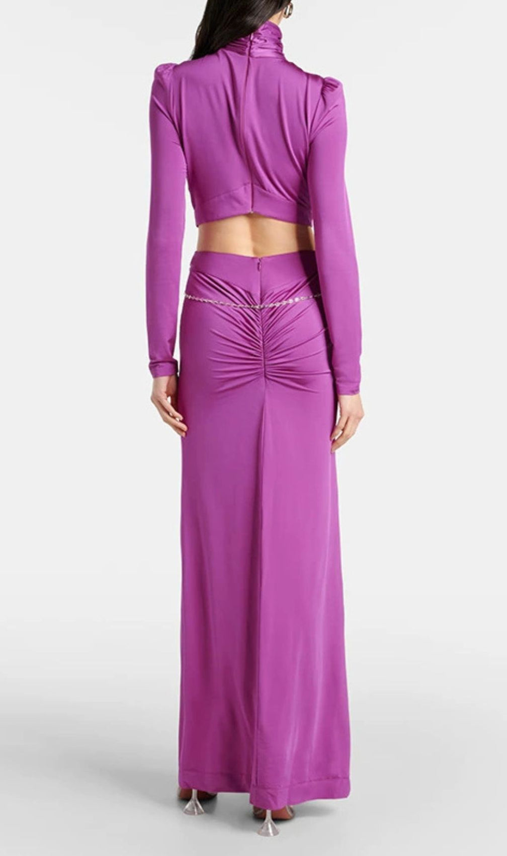 Jovita Glamorous Purple Ruched Cutout Maxi Gown - Special Occasion Evening Dress