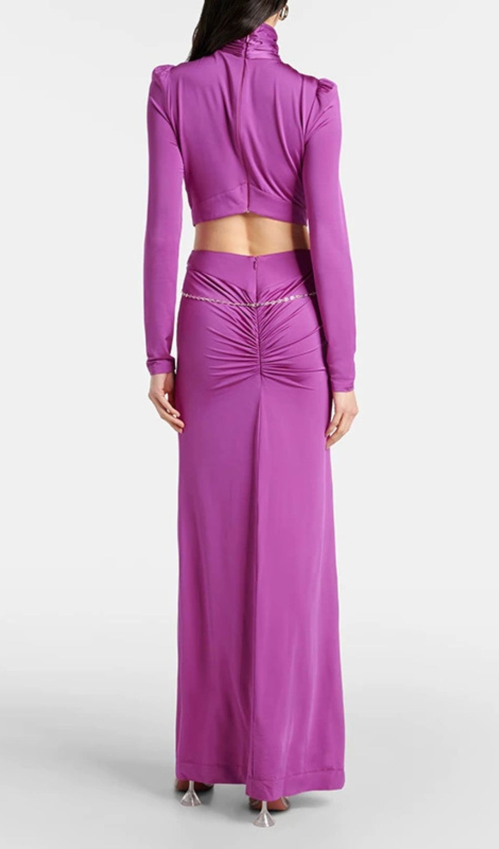 Jovita Glamorous Purple Ruched Cutout Maxi Gown - Special Occasion Evening Dress